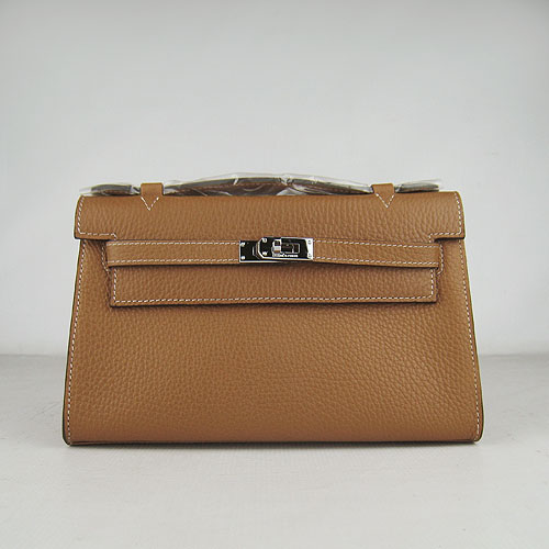 AAA Hermes Kelly 22 CM France Leather Handbag Light Coffee H008 On Sale - Click Image to Close